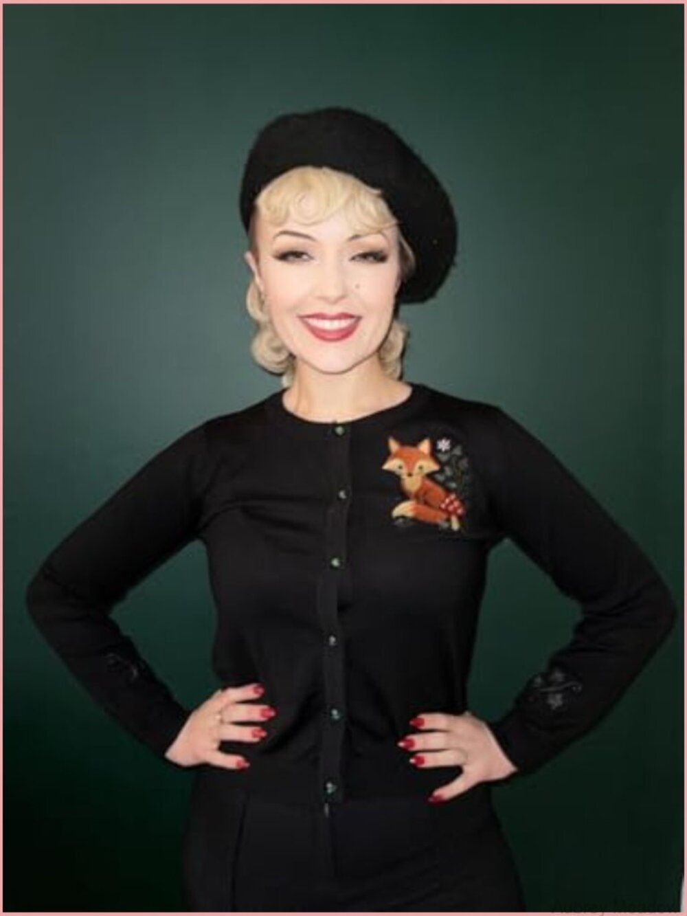 Embroidered Fox & Ivy Cardigan - Retro Woodland Knit Jumper, Button Front, Soft - Picture 2 of 7
